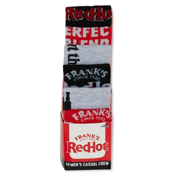 Franks RedHot Sauce Casual Crew Socks-6 Pairs - Picture 2 of 2